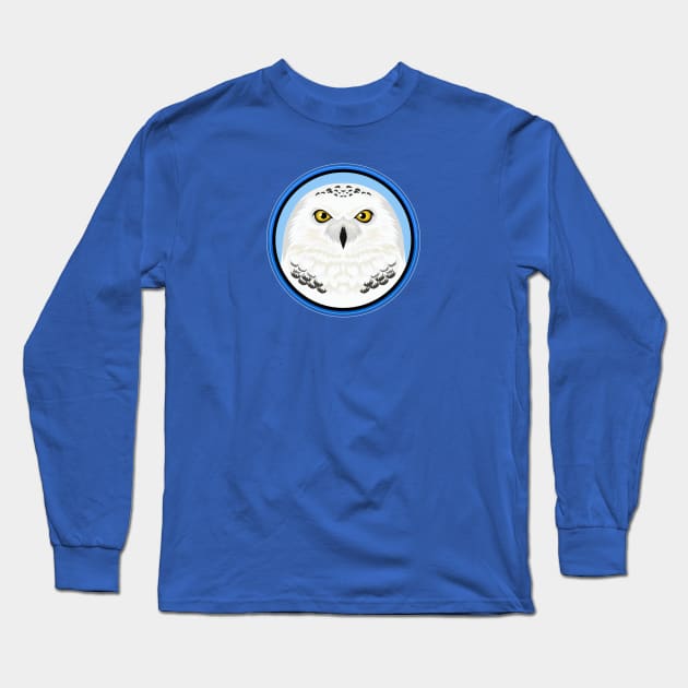 Snowy Owl Circle Long Sleeve T-Shirt by Peppermint Narwhal